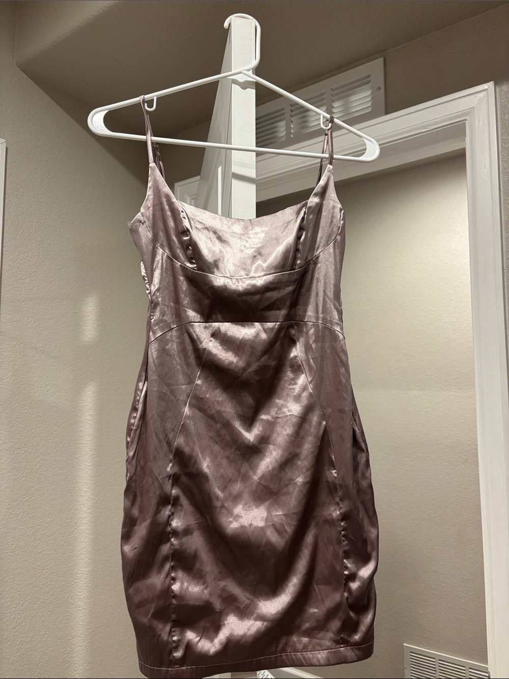 Fashion Nova Dusty Mauve Satin Slip Mini Dress